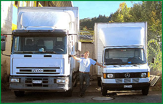 Wolf Moser et l'équipe historique avec les camions